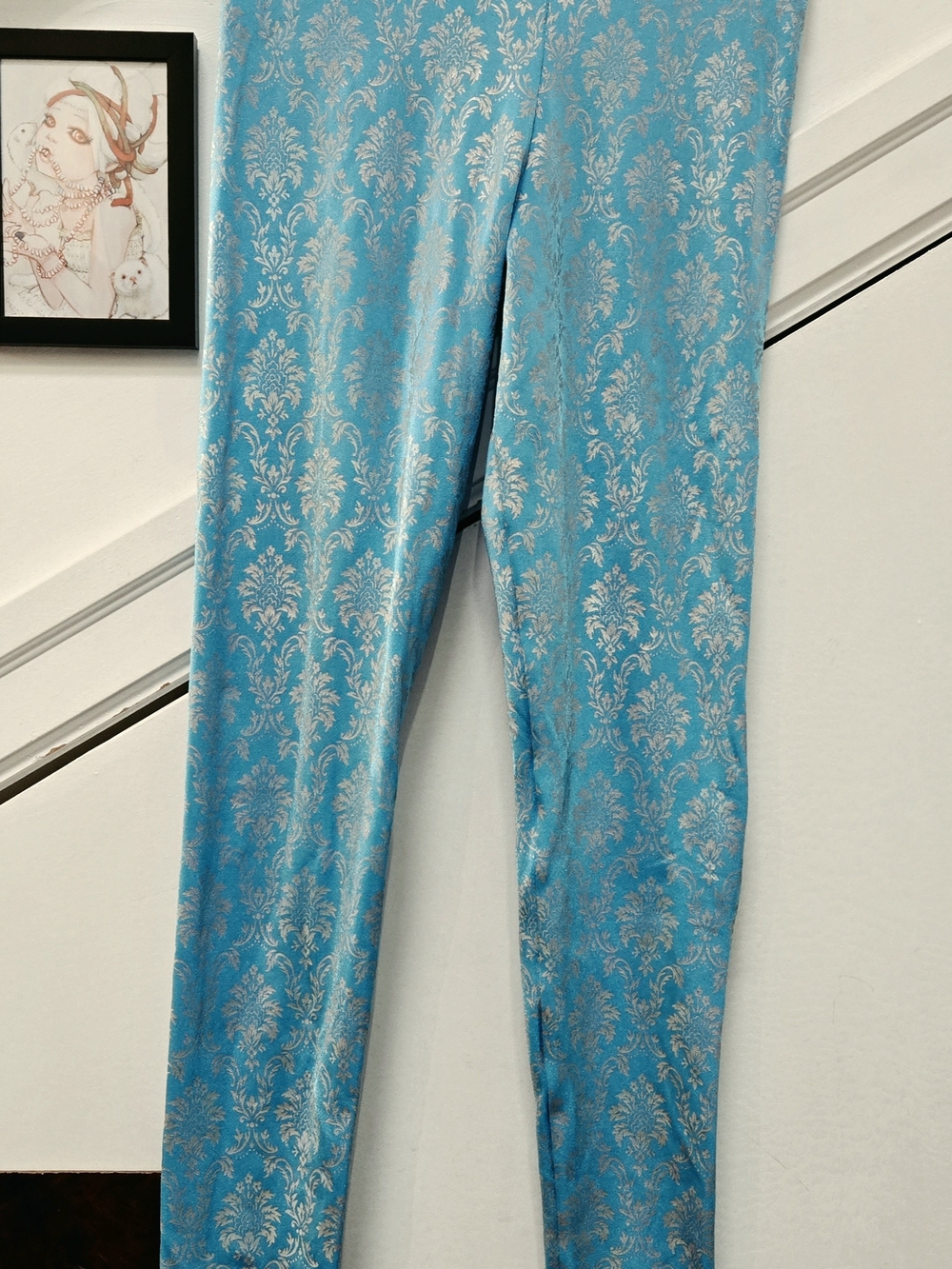 BlackMilk Pale Aqua & Silver Leggongs - M